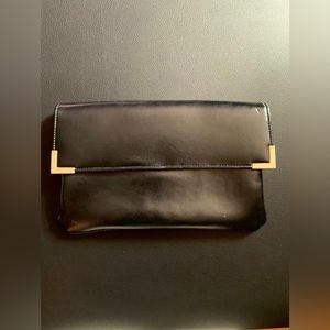 1950s Black Leather Clutch